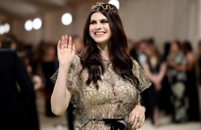 Alexandra Daddario attends The 2024 Met Gala Celebrating Sleeping Beauties Reawakening Fashion